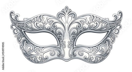 Venetian Silver Masquerade Mask - Elegant Party Costume Accessory Clipart
