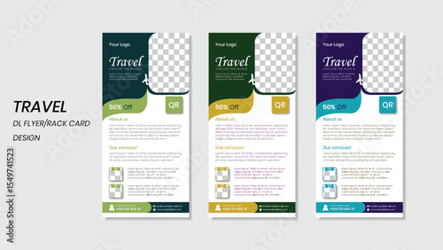 Travel dl flyer design template. Creative Rack card design layout.