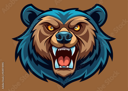 Angry bear logo e sport mascot vintage style Minimalist concept vector illustration
