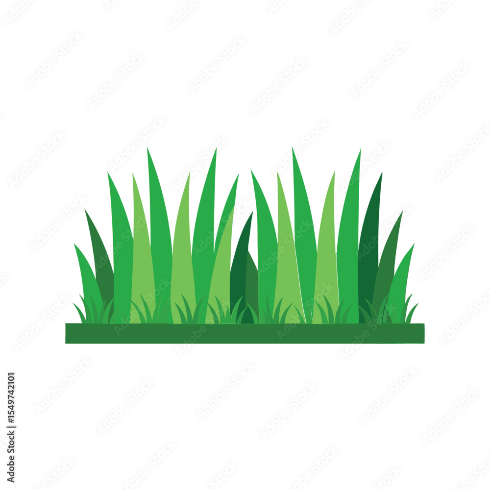 Fototapeta premium Green grass border vector illustration, fresh lawn edge, garden landscape element, nature