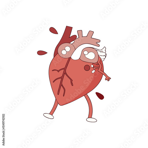 Animated Heart Illustration A whimsical illustration features a cheerful heart, complete with legs and a playful expression, hinting at health, vitality.