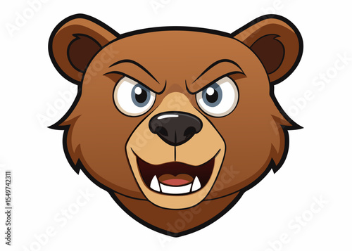 Bear mascot logo design, Dark Bear Beast Animal With Fangs Art Grunge Vintage Style illustration