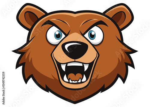 angry bear head, Angry bear logo e sport mascot vector cartoon illustration