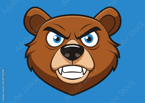 Bear mascot logo design, Dark Bear Beast Animal With Fangs Art Grunge Vintage Style illustration