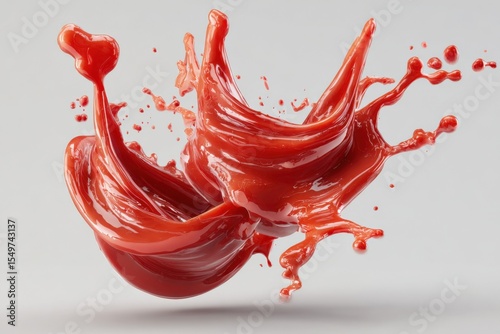 Dynamic red paint splash with fluid motion, vibrant abstract art, high resolution liquid art for creative design projects, modern background