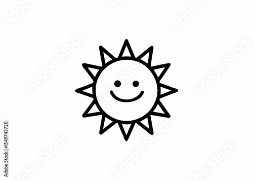 Cute sun isolated on a white background. Vector hand-drawn illustration in flat style