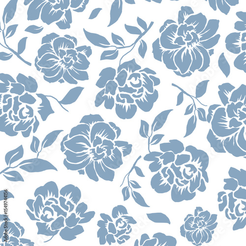 Flowers have organic shape with seamless background. Simple abstract floral pattern. Modern printing. Ideal for textile design, wallpaper, cards, posters and decoration.
