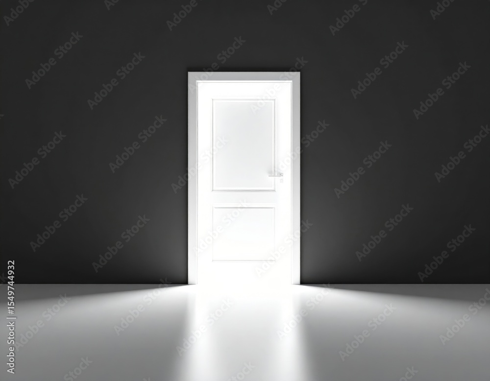 Open White Door Illuminating Dark Room Open White Door Illuminating Dark Room