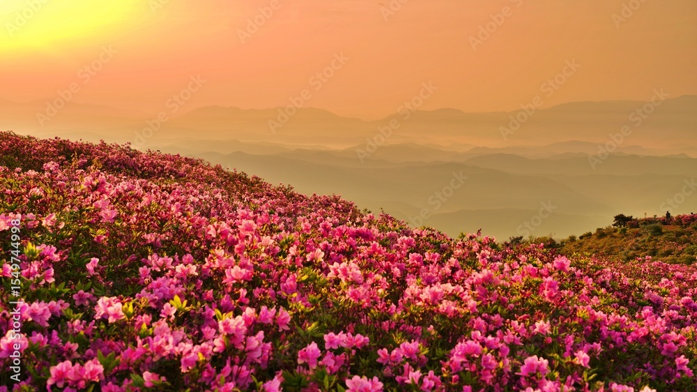 Fototapeta premium Beautifully blooming Hwangmaesan Mountain scenery