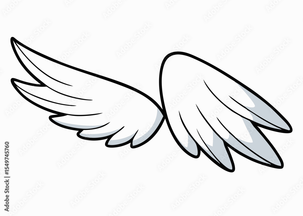 Obraz premium Angel wings, bird wings collection hand drawn line art vector illustration 