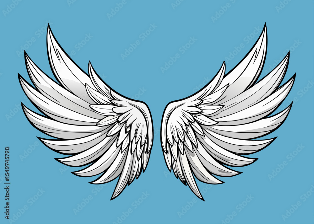 Fototapeta premium Angel wings, bird wings collection hand drawn vector illustration sketch vector cartoon illustration