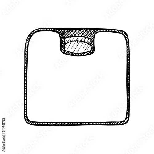 Floor scales hand drawn vector clipart. Sketch illustration, outline drawing in engraving style - diet control, fitness, health concept, isolated