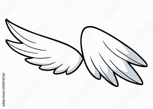 Angel wings, bird wings collection hand drawn line art vector illustration	