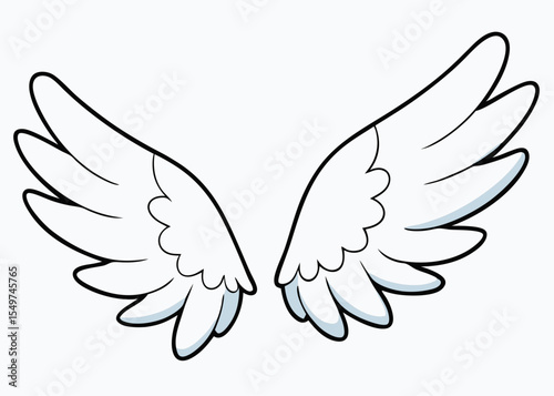 Angel wings, bird wings collection hand drawn line art vector illustration	