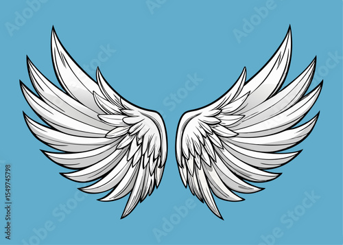 Angel wings, bird wings collection hand drawn vector illustration sketch vector cartoon illustration