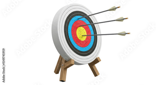 Isolated Archery Target with Arrows