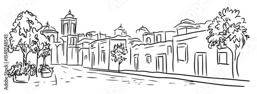colonial street with spanish architecture