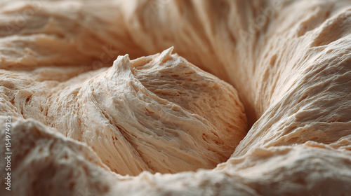 Soft texture showcases intricate details of dough preparation in a close-up view at a bakery