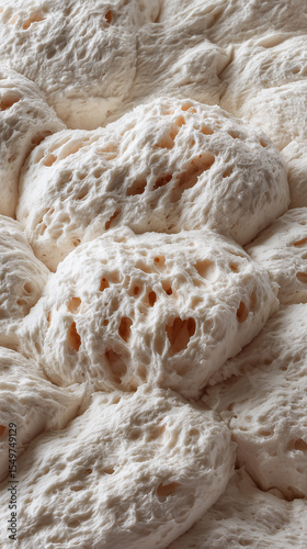Dough rises beautifully as yeast works to create fluffy bread texture in a kitchen setting
