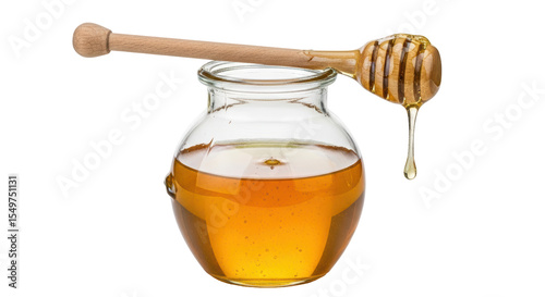 Isolated Honey Pot with Dipper, Sweet Food