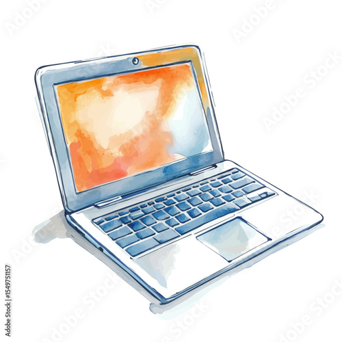 Chromebooks, watercolor painting vector, isolated on a white background.