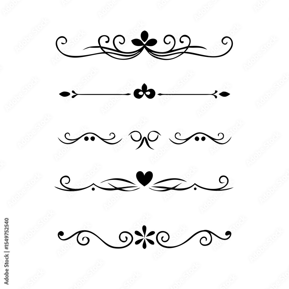 Vector dividers calligraphic line element.Set of Black Hand Drawn Rustic Doodle Design Elements. Decorative Floral Swirls, Scrolls, Text Frames, Dividers. Vintage Vector Illustration.
Vector dividers calligraphic line element.Set of Black Hand Drawn Rustic Doodle Design Elements. Decorative Floral Swirls, Scrolls, Text Frames, Dividers. Vintage Vector Illustration.