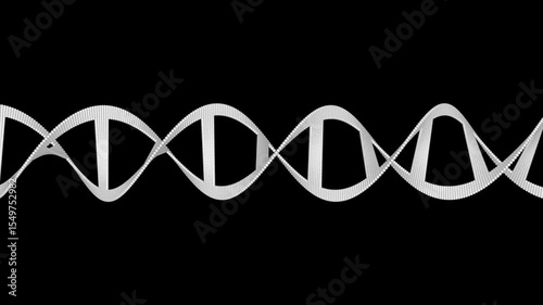 DNA Strand animation. Abstract White colored shiny DNA molecule on futuristic digital illustration background. DNA molecules. Human DNA 4k video animation