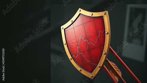 Stock market shield protection investment strategy financial security concept art 90chr