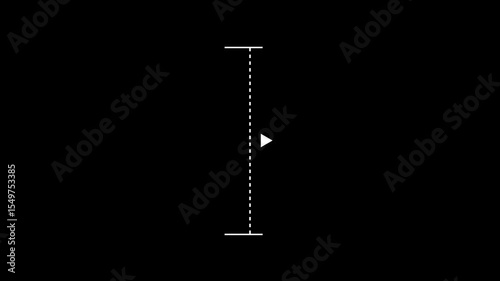 White vertical dotted line measuring height animation, alpha channel