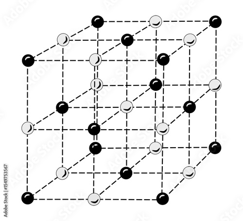 Foto Vector illustration of the crystal lattice structure of table salt (sodium chlor