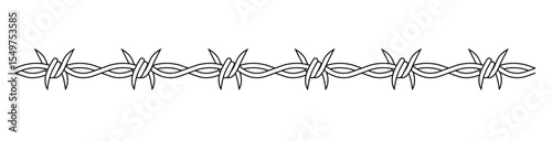 Sharp barbed wire design with a detailed twisted pattern symbolizes security and restriction.