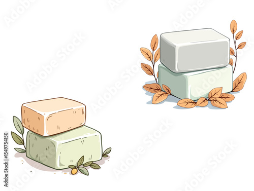 Vsai natural handmade soap bars with autumn leaves decoration