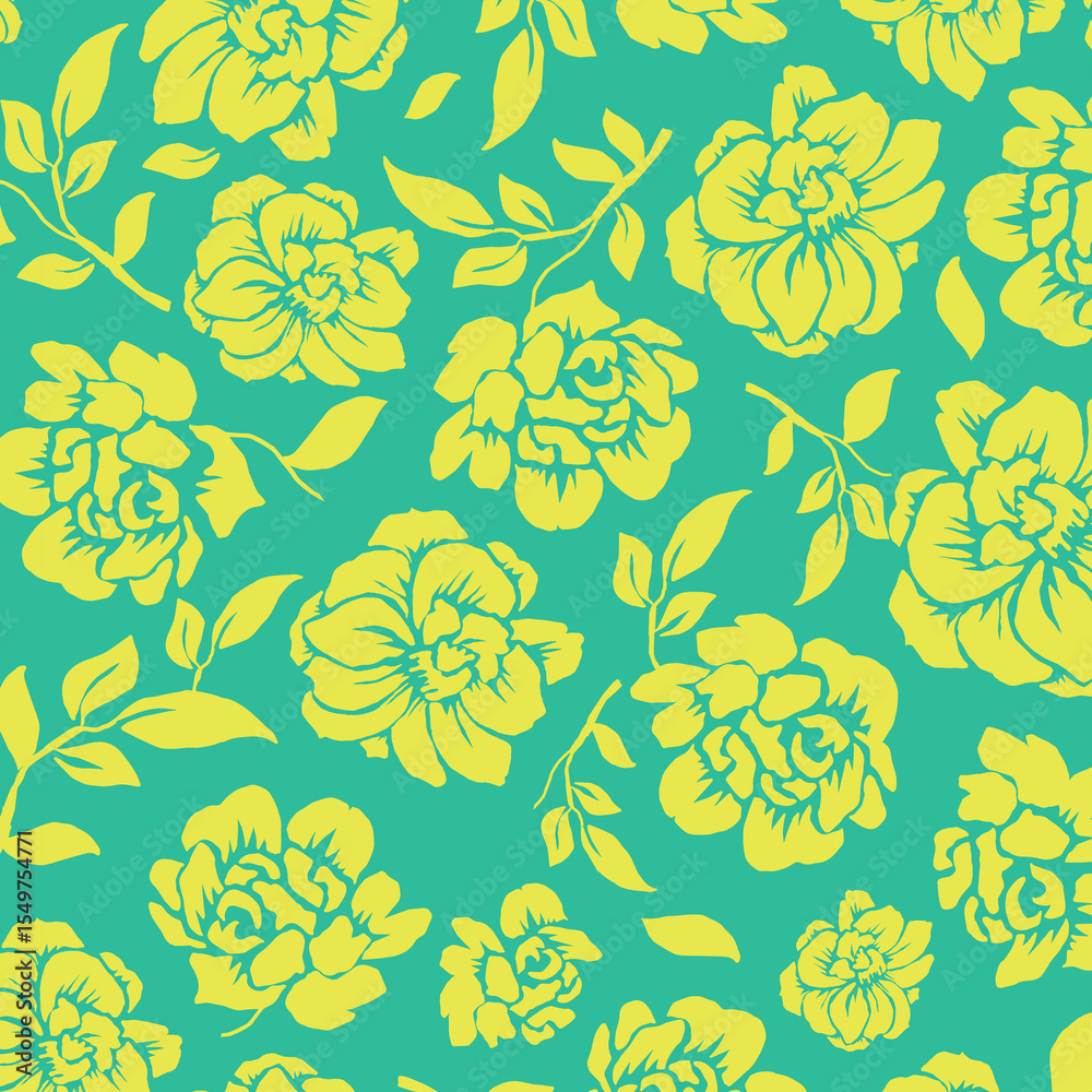 Fototapeta premium Flowers have organic shape with seamless background. Simple abstract floral pattern. Modern printing. Ideal for textile design, wallpaper, cards, posters and decoration.