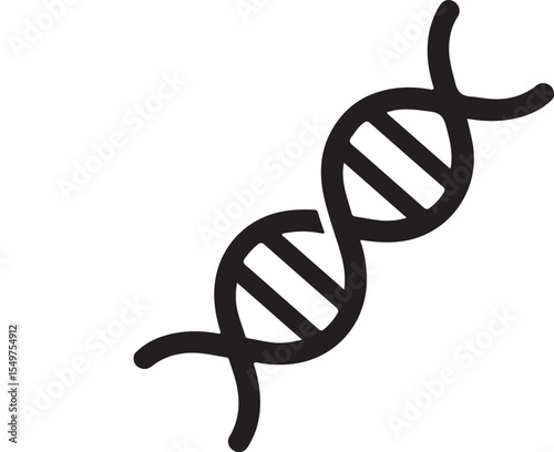 Black DNA strand silhouette in minimal vector style for science visuals