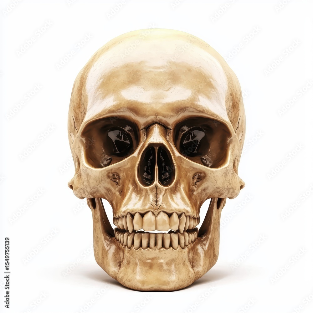 Obraz premium Detailed human skull isolated on white background