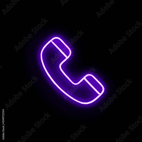 Neon Purple Phone Icon on Black

