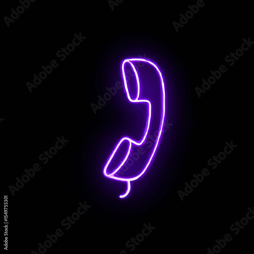 Neon Purple Phone Icon on Black

