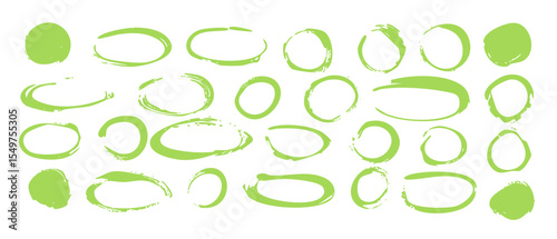 A variety of green circles in different sizes and styles, perfect for creative and expressive design uses.