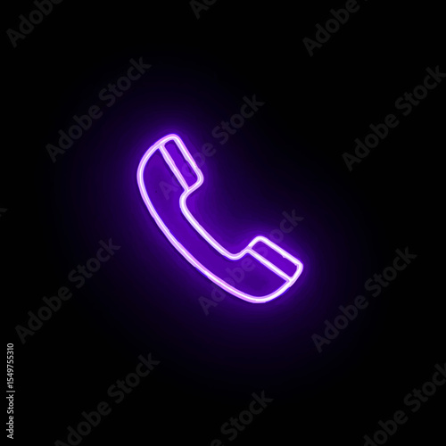 Neon Purple Phone Icon on Black

