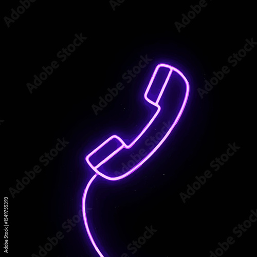 Neon Purple Phone Icon on Black

