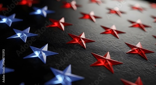 American Stars Pattern, Abstract Red and Blue Stars for Political and Patriotic Concepts