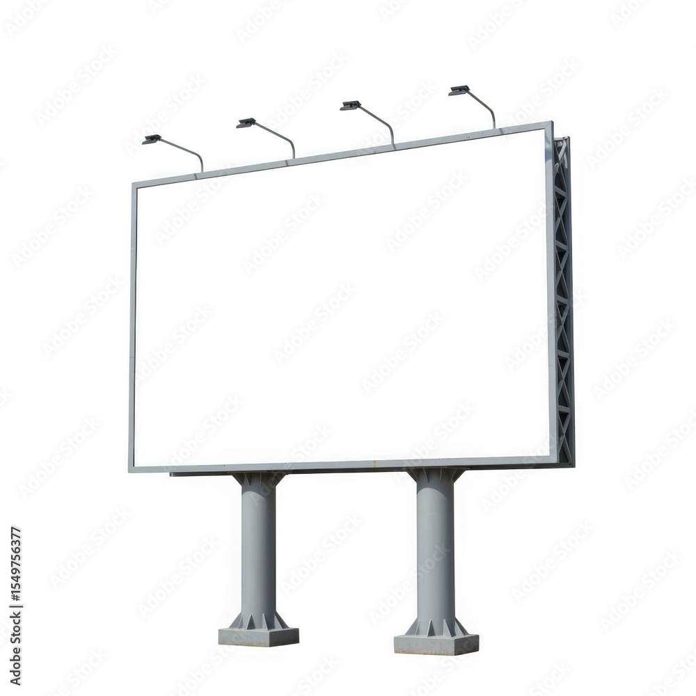 Obraz premium Blank billboard with lights isolated on transparent background