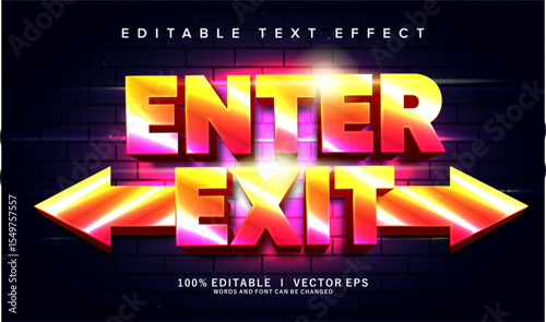 enter exit vector text effect with modern style design
