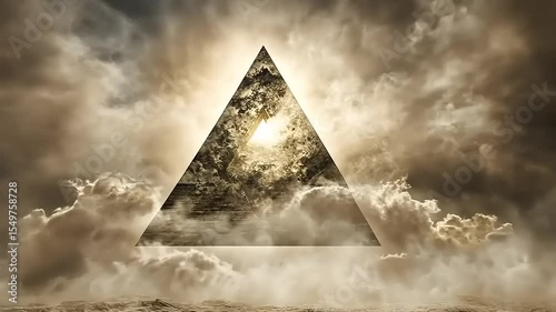 Mystical Triangle in Cloudy Sky