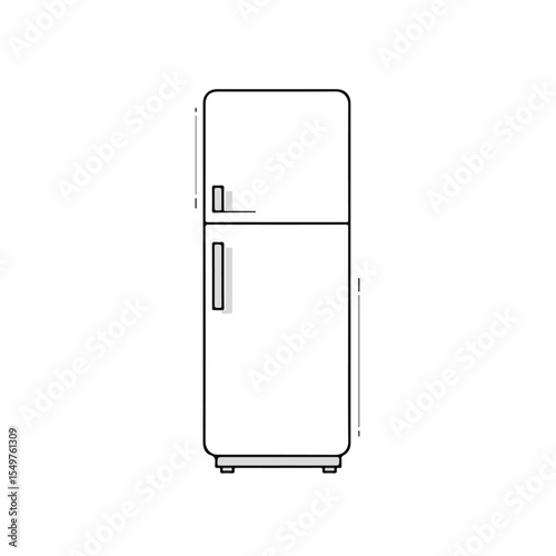 Refrigerator outline drawing home appliance kitchen equipment. Simple refrigerator illustration perfect for kitchen design plans or appliance brochures.