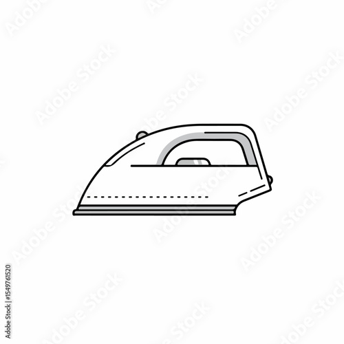 Minimalistic clothes iron outline drawing, perfect for laundry and household chores. Simple clothes iron illustration features sleek design for domestic appliance graphics.