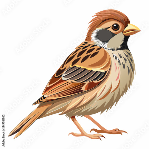 Willow American Goldfinch Vector Illustration – Western Yellow Finch with Black Cap