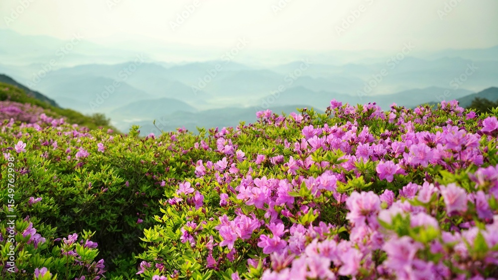 Fototapeta premium Beautifully blooming Hwangmaesan scenery
