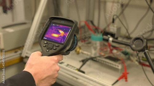 digital precision temperature meter in tech lab