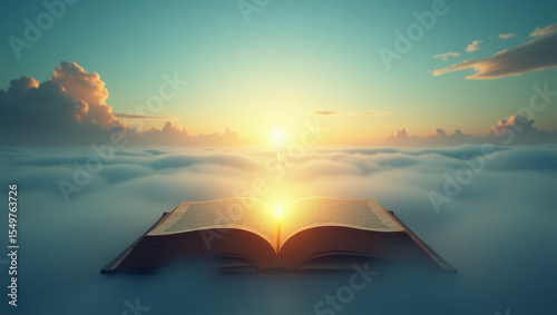 Open book radiating a warm, golden light from its center symbolizing the triumph of knowledge, evoking a sense of drama and motivation